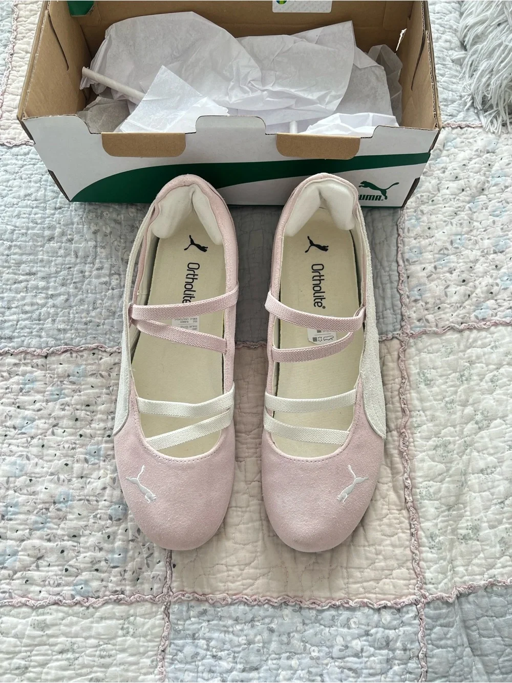 Suede Puma Speedcat Pink Ballet Flats - Picture 1 of 9